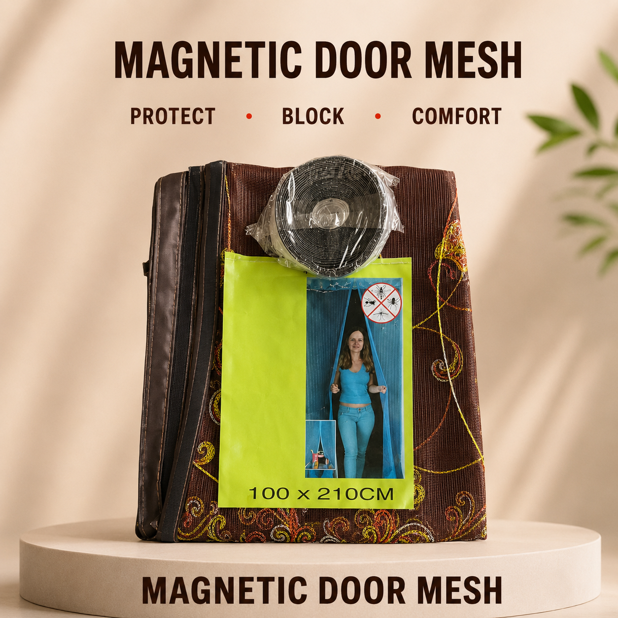 Magnetic Door Mesh Screen 100 x 210 cm | Auto-Close Mosquito & Insect Screen Curtain - Hands-Free Entry, Fresh Air Flow & Easy Home Installation. (Colors & Design May Vary)