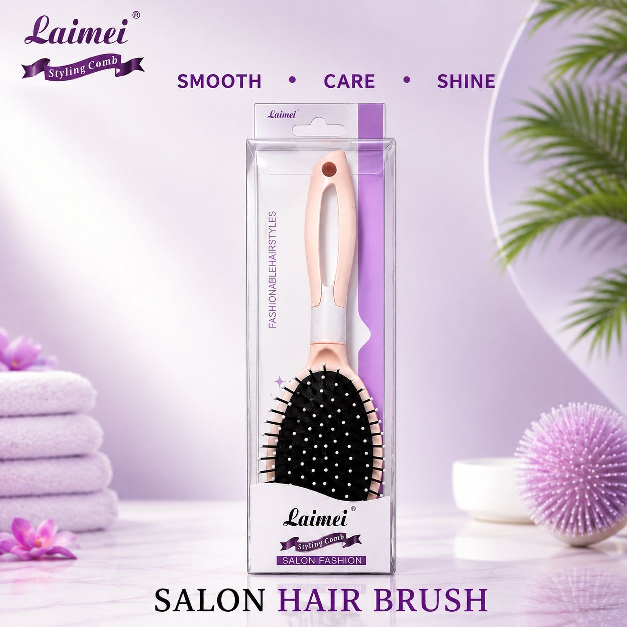 Laimei Salon Hair Brush | Premium Paddle Hair Brush for Detangling, Scalp Massage & Smooth Styling | Anti-Static Hair Brush for Women, Men & All Hair Types. (Colors & Design May Vary)