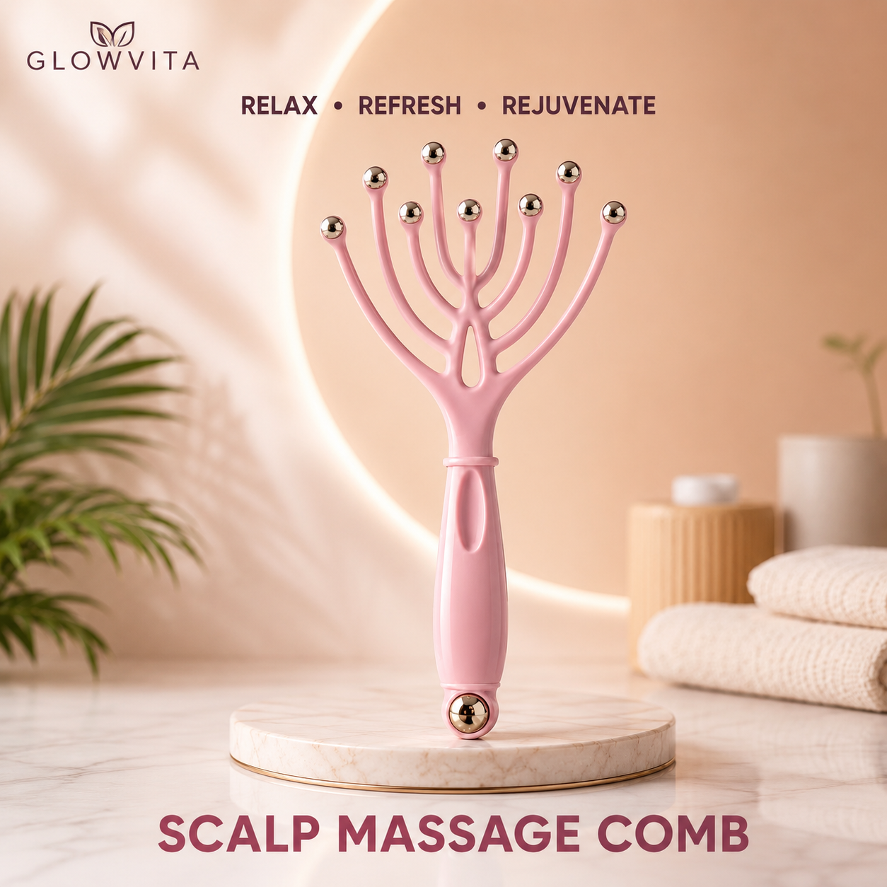 Premium Scalp Massage Comb | 10 Ball Head Scalp Massager | Relaxing Head Massage Brush for Hair Growth & Stress Relief | Ergonomic Handheld Scalp Stimulator for Women & Men. (Colors & Design May Vary)