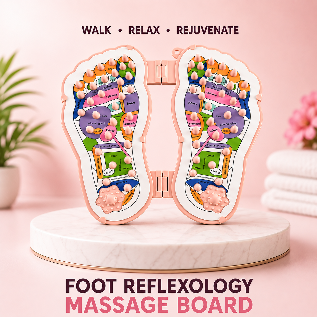 Foot Reflexology Massage Board | Acupressure Foot Massager for Plantar Fasciitis, Stress Relief & Improved Blood Circulation | Foldable Reflexology Therapy Board for Home, Office & Travel. (Colors & Design May Vary)