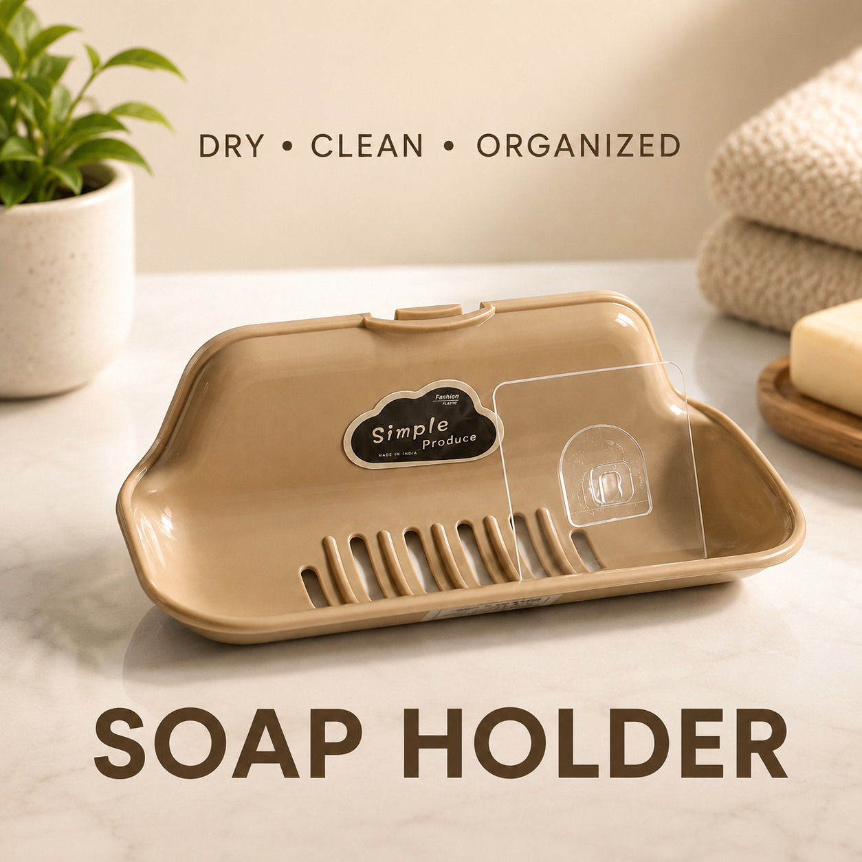 Premium Self-Draining Wall Mount Soap Holder | No-Drill Adhesive Soap Dish with Drain Slots | Bathroom & Kitchen Soap Saver | Durable Easy-Clean Plastic Soap Tray. (Colors & Design May Vary)