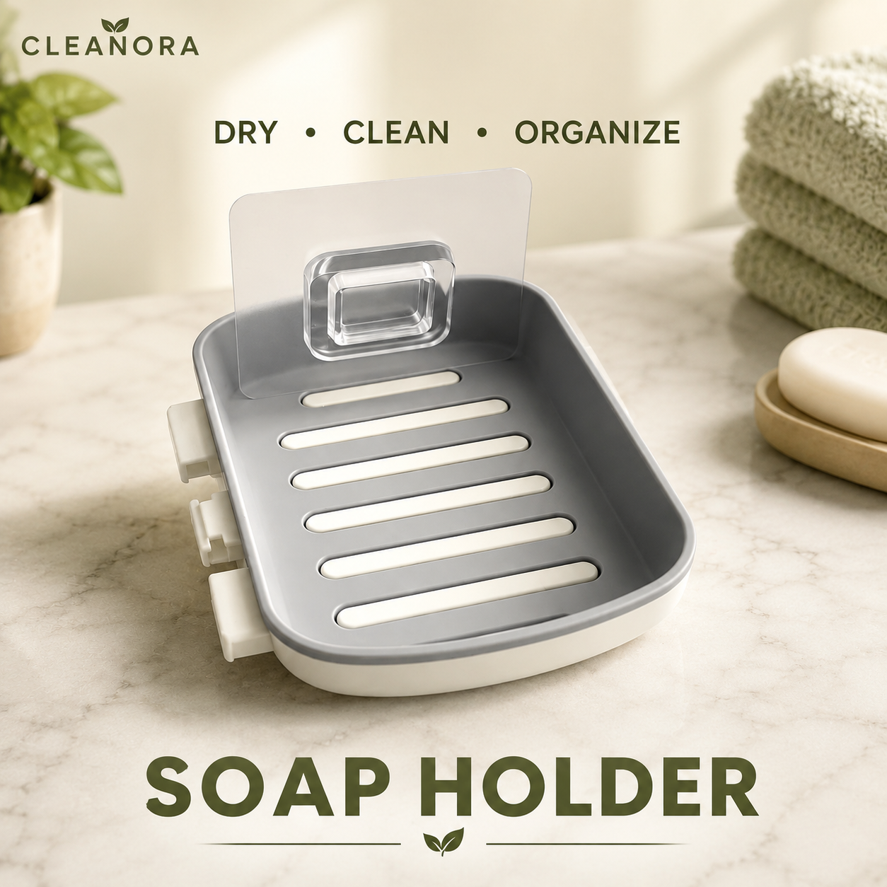 Premium Self-Draining Wall Mount Soap Holder | No-Drill Adhesive Soap Dish with Drain Tray | Bathroom & Kitchen Soap Saver | Durable Easy-Clean Soap Storage Rack. (Colors & Design May Vary)