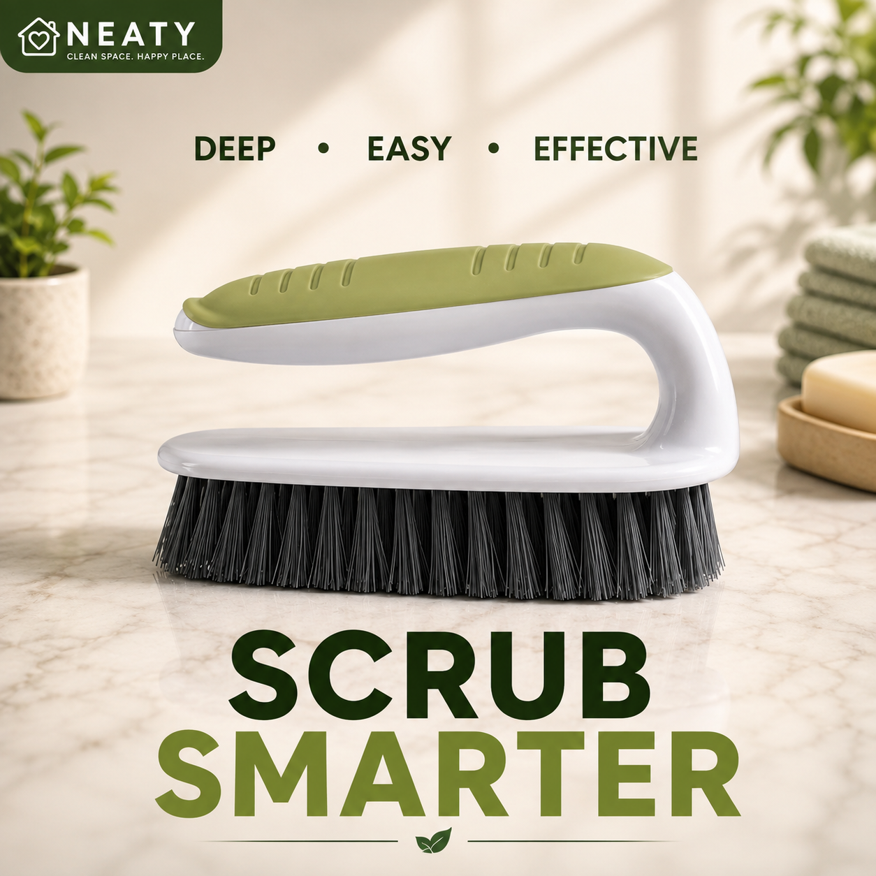Premium Heavy-Duty Handheld Scrub Brush | Deep Cleaning Brush with Ergonomic Comfort Grip & Durable Bristles for Kitchen, Bathroom, Tiles, Floors, Stovetop & Outdoor Cleaning. (Colors & Design May Vary)