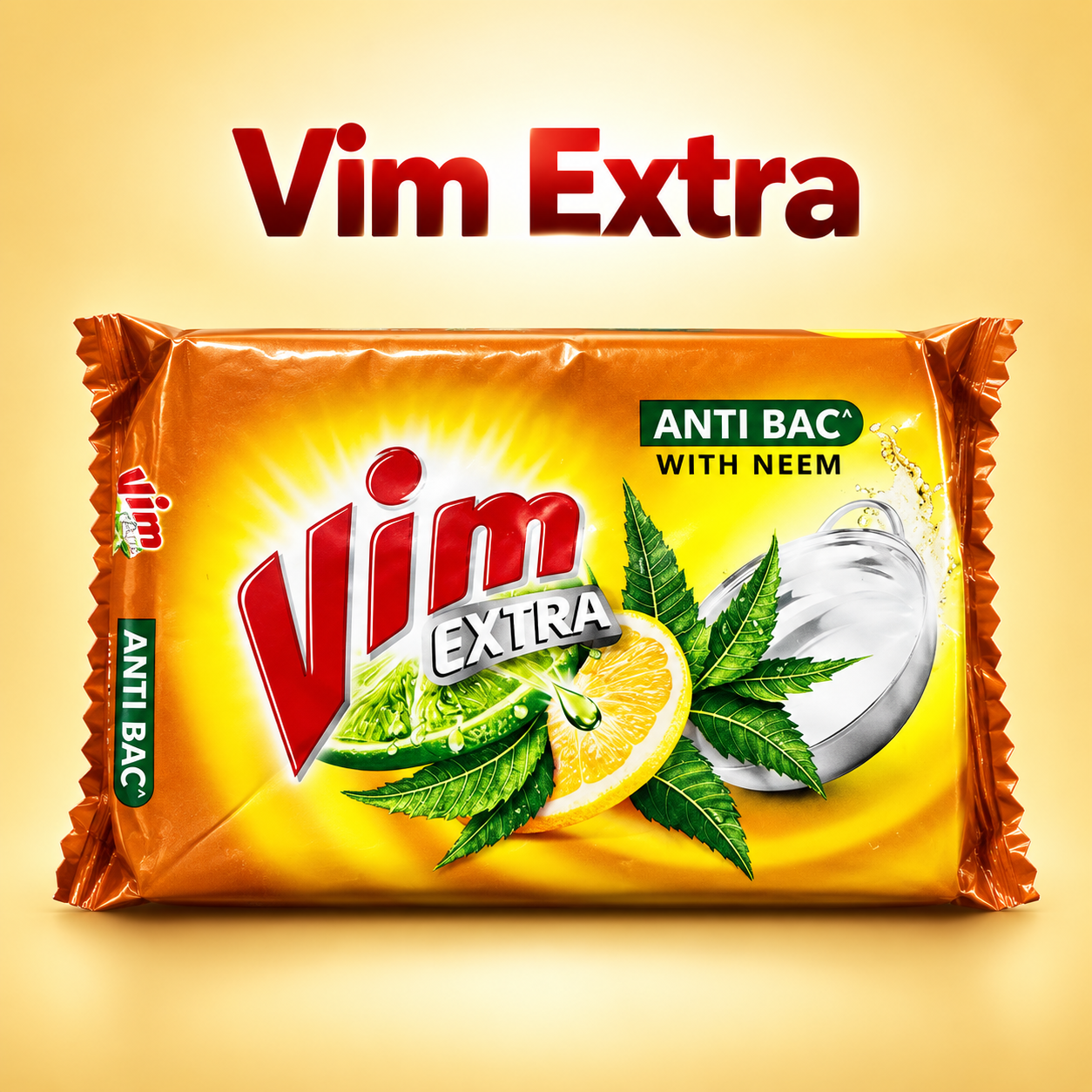 Vim Extra Anti Bac Dishwash Bar with Neem | Dishwashing Soap for Clean Utensils 115g