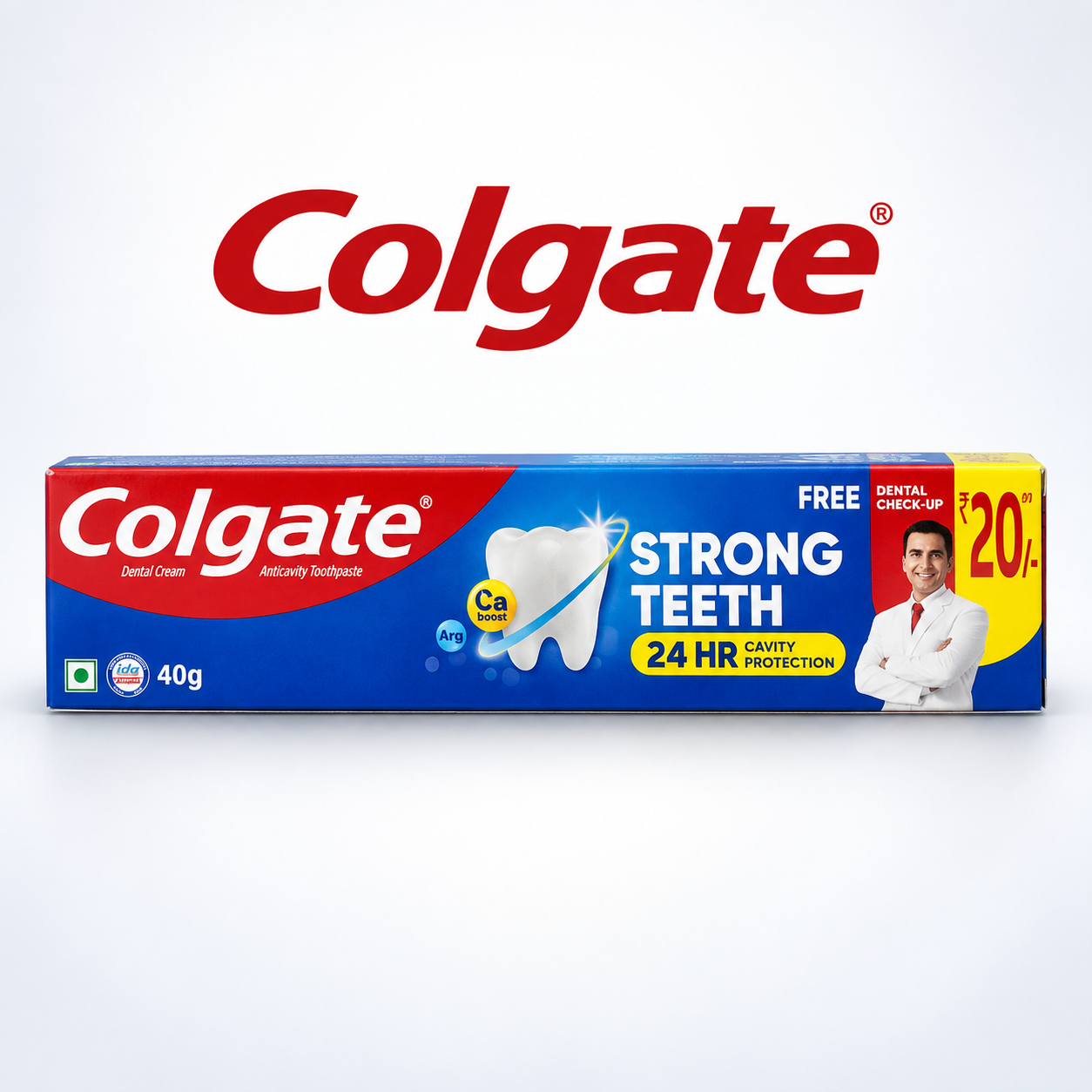Colgate Strong Teeth Toothpaste 40g | Anticavity Dental Cream with Calcium Boost