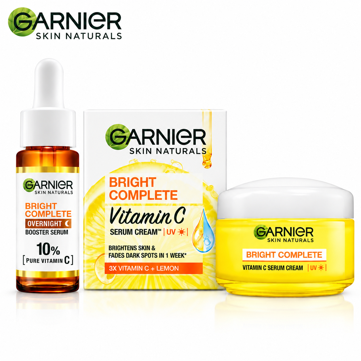Garnier Bright Complete 30x Vitamin C Booster Serum 15ml | Dark Spot Reduction & Skin Brightening | Lightweight Glow Serum for All Skin Types