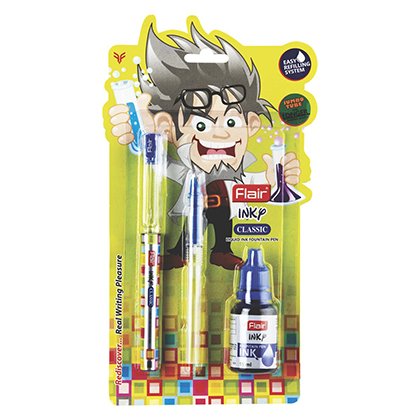 Flair Classic Inky Fountain Pen Blister Pack Blue Ink, Pack Of 2